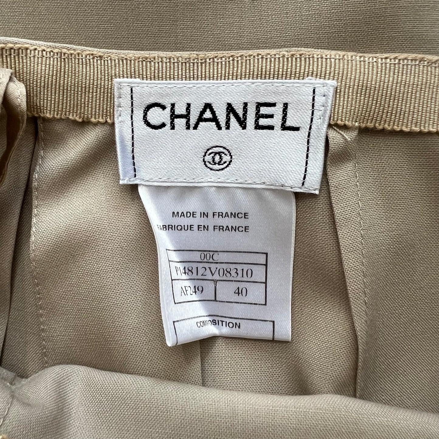 Chanel Beige High Waisted Above Knee A-Line Skirt