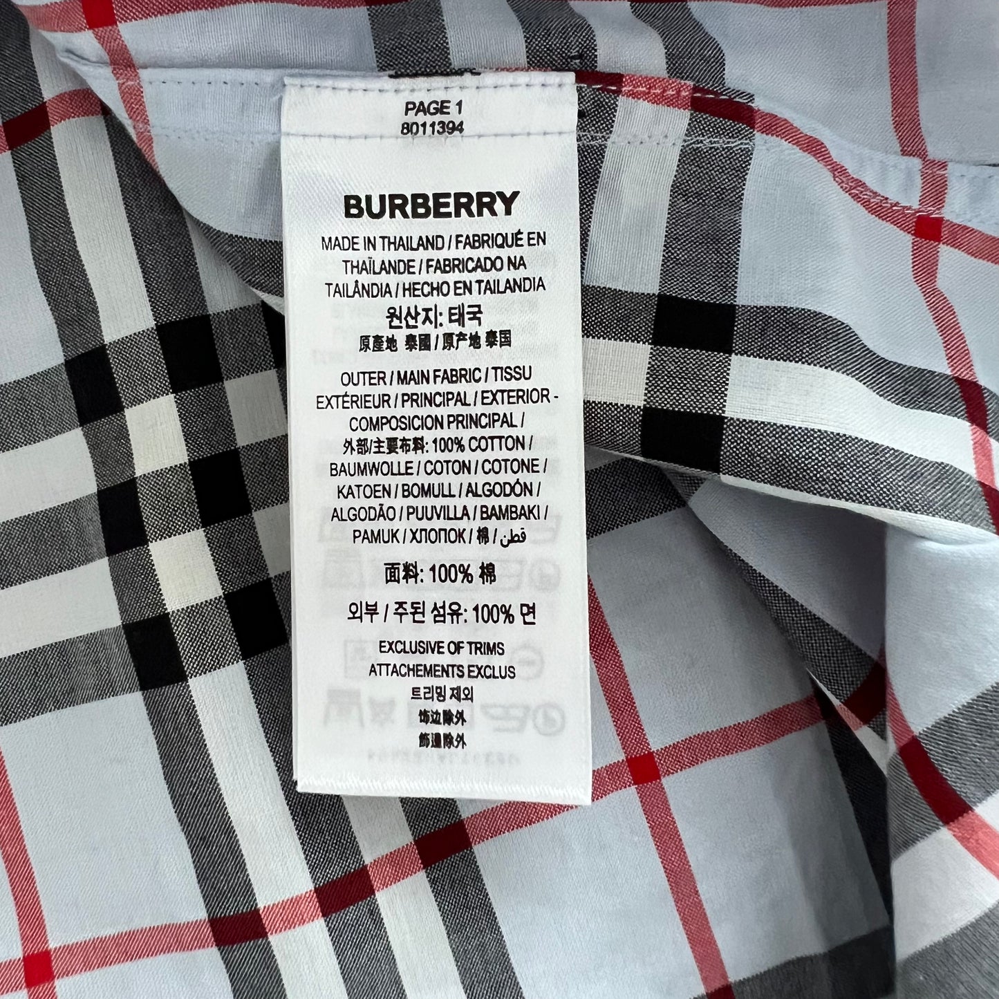 Burberry Vintage Check Blue Button Down Shirt