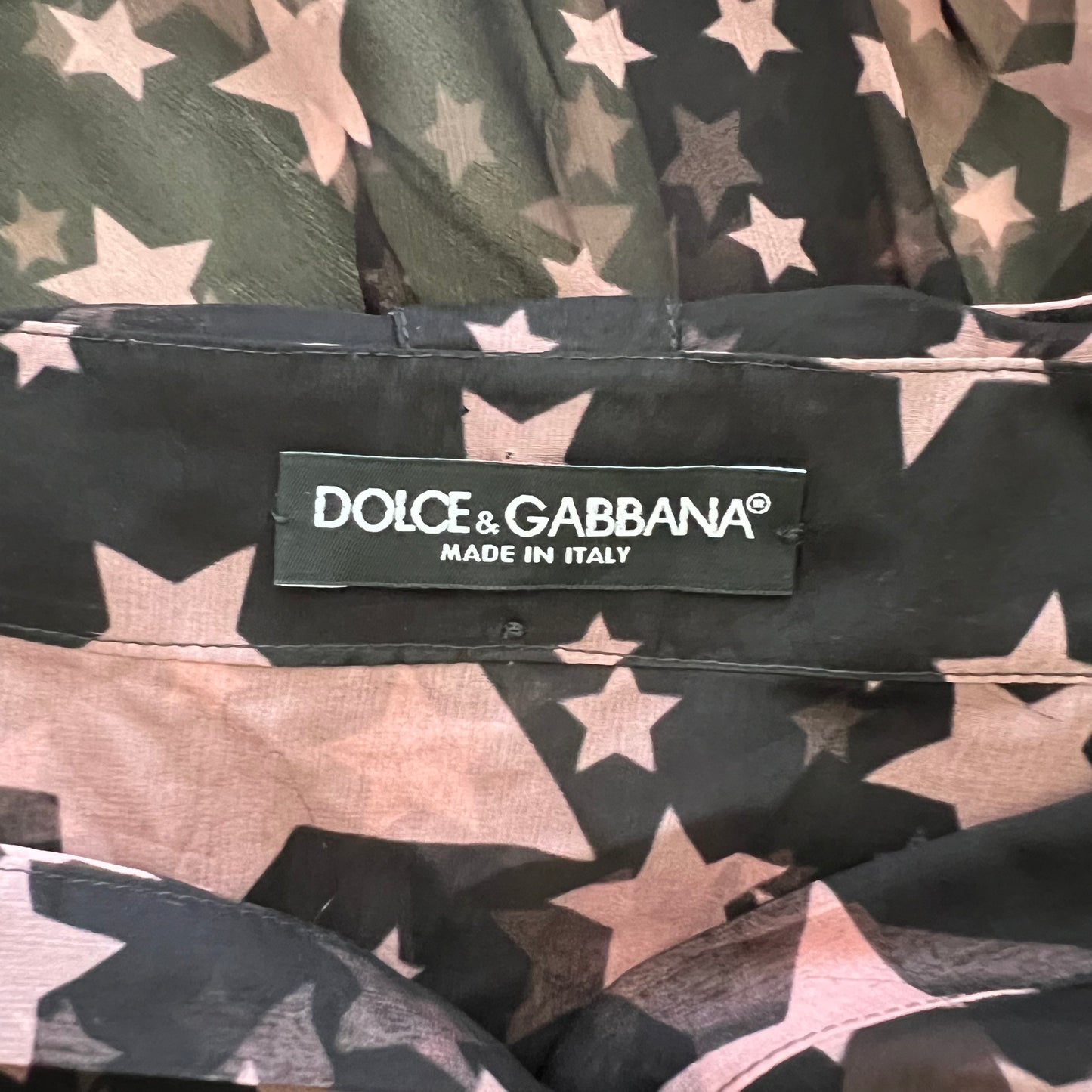 Dolce & Gabbana Black and Pink Star Pint Silk Chiffon Blouse