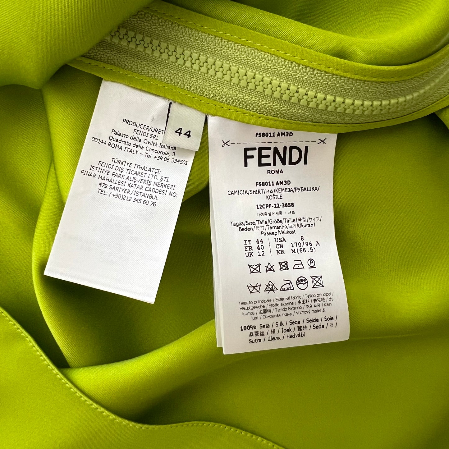 Fendi Acid Green Satin Top