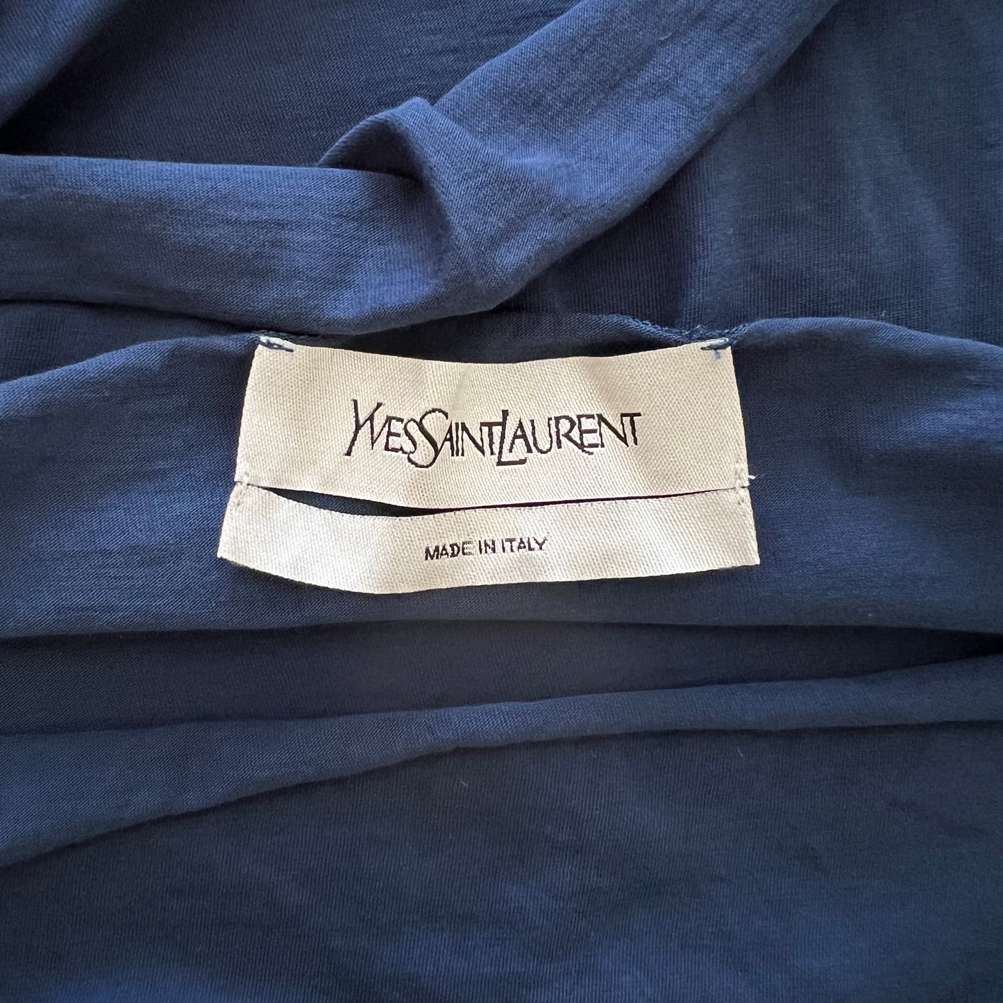 Yves Saint Laurent Navy Blue Rope Logo Cotton T-Shirt