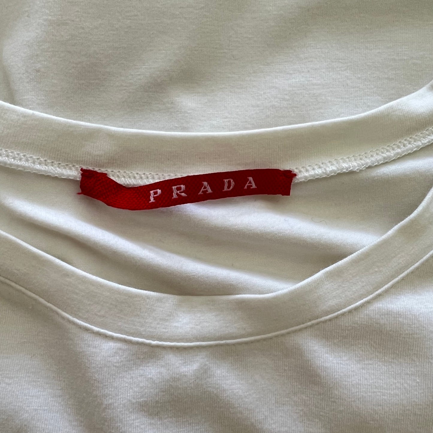 Prada White Logo Jersey Long Sleeve T-Shirt