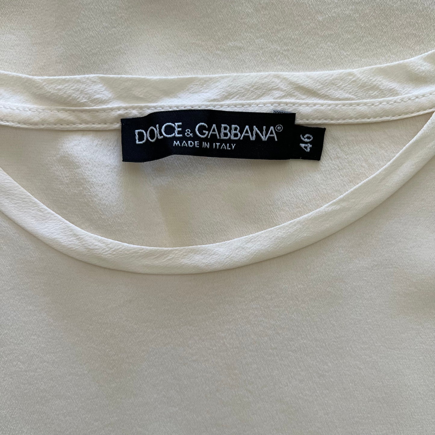 Dolce & Gabbana Off White Silk Sleeveless Blouse