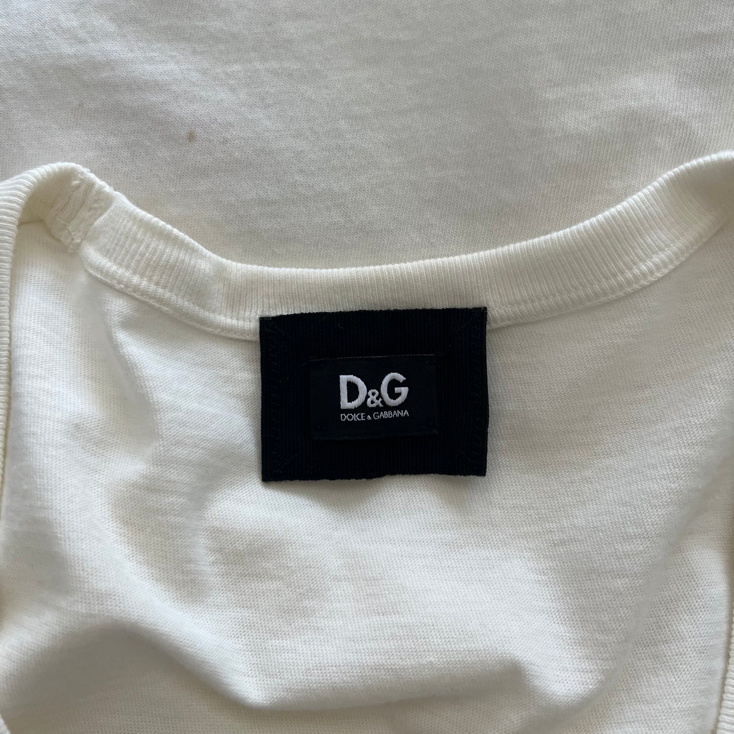 Dolce & Gabbana White Tee Pink Bow Pearl Design