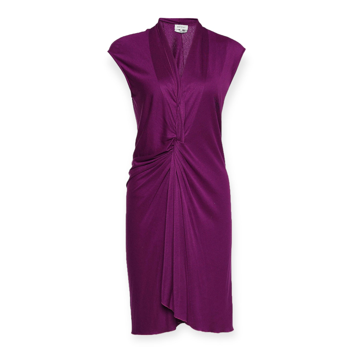 Yves Saint Laurent Purple V-Neck Knot Midi Dress