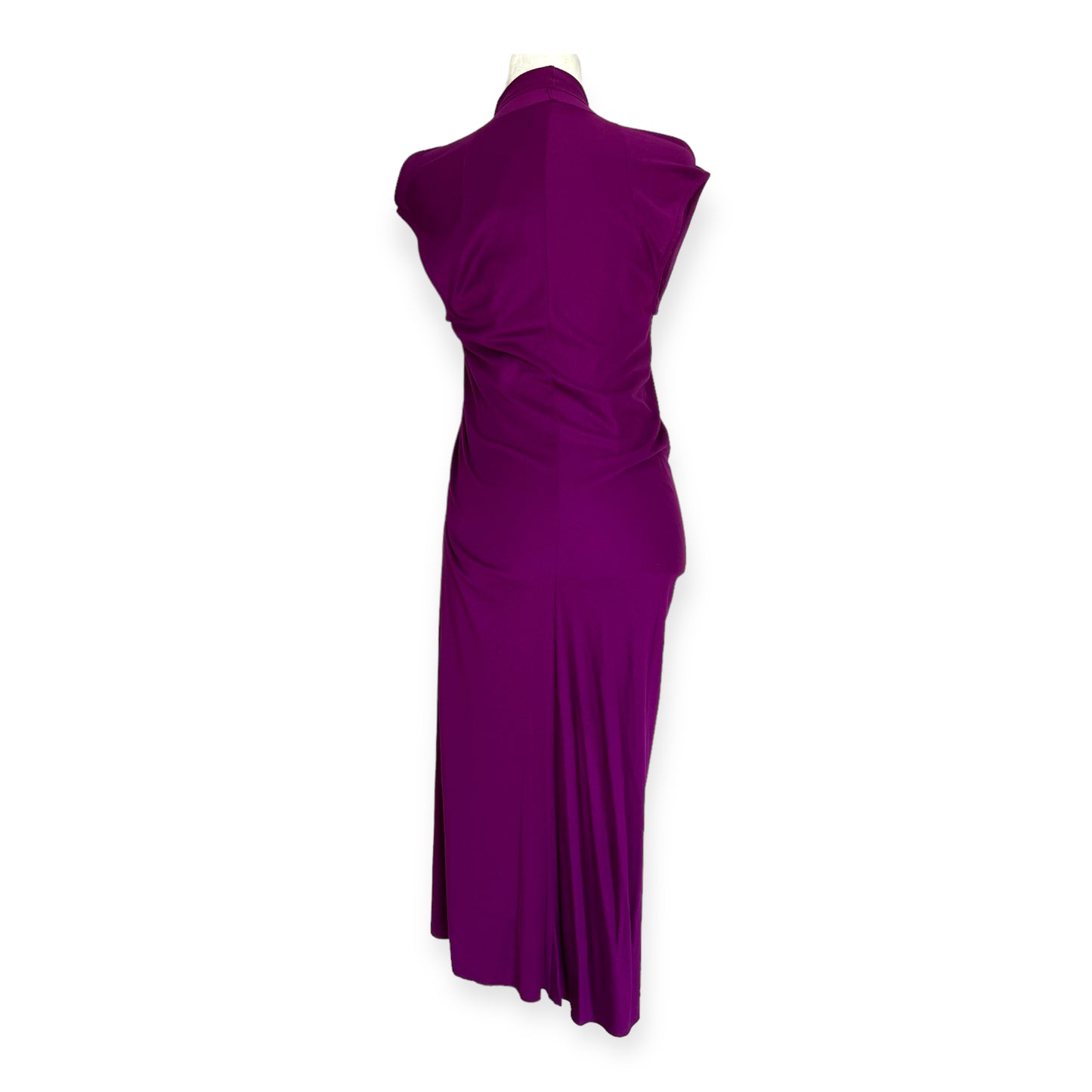 Yves Saint Laurent Purple V-Neck Knot Midi Dress