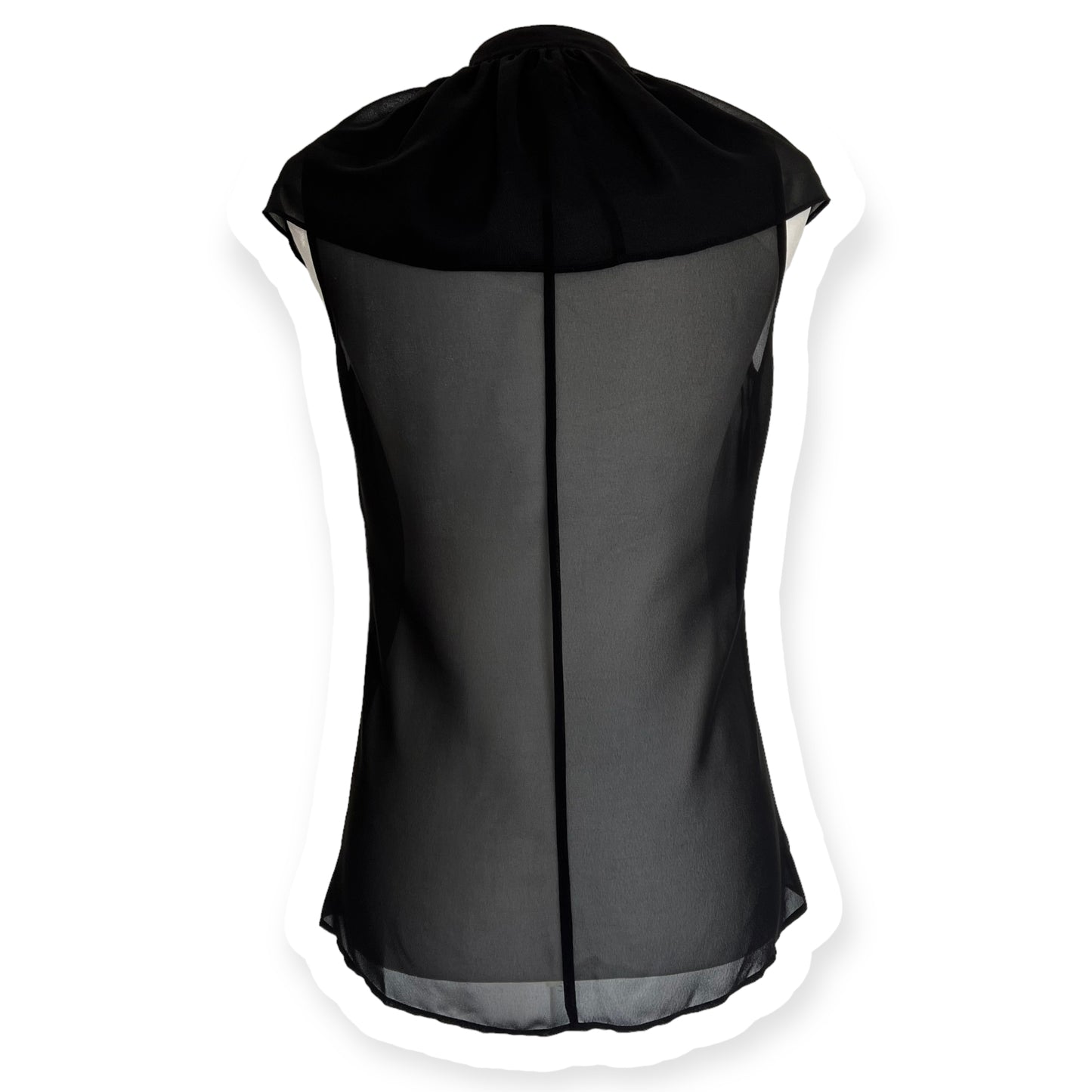 Alexander McQueen Black Ruffle Sleeveless Sheer Blouse