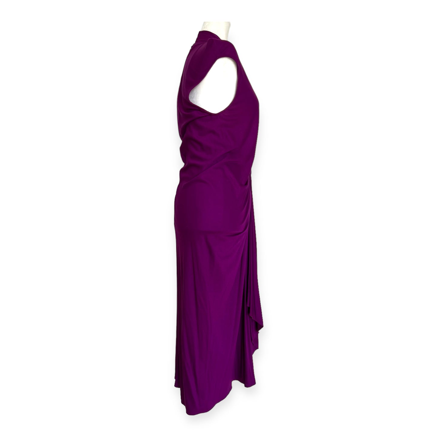 Yves Saint Laurent Purple V-Neck Knot Midi Dress