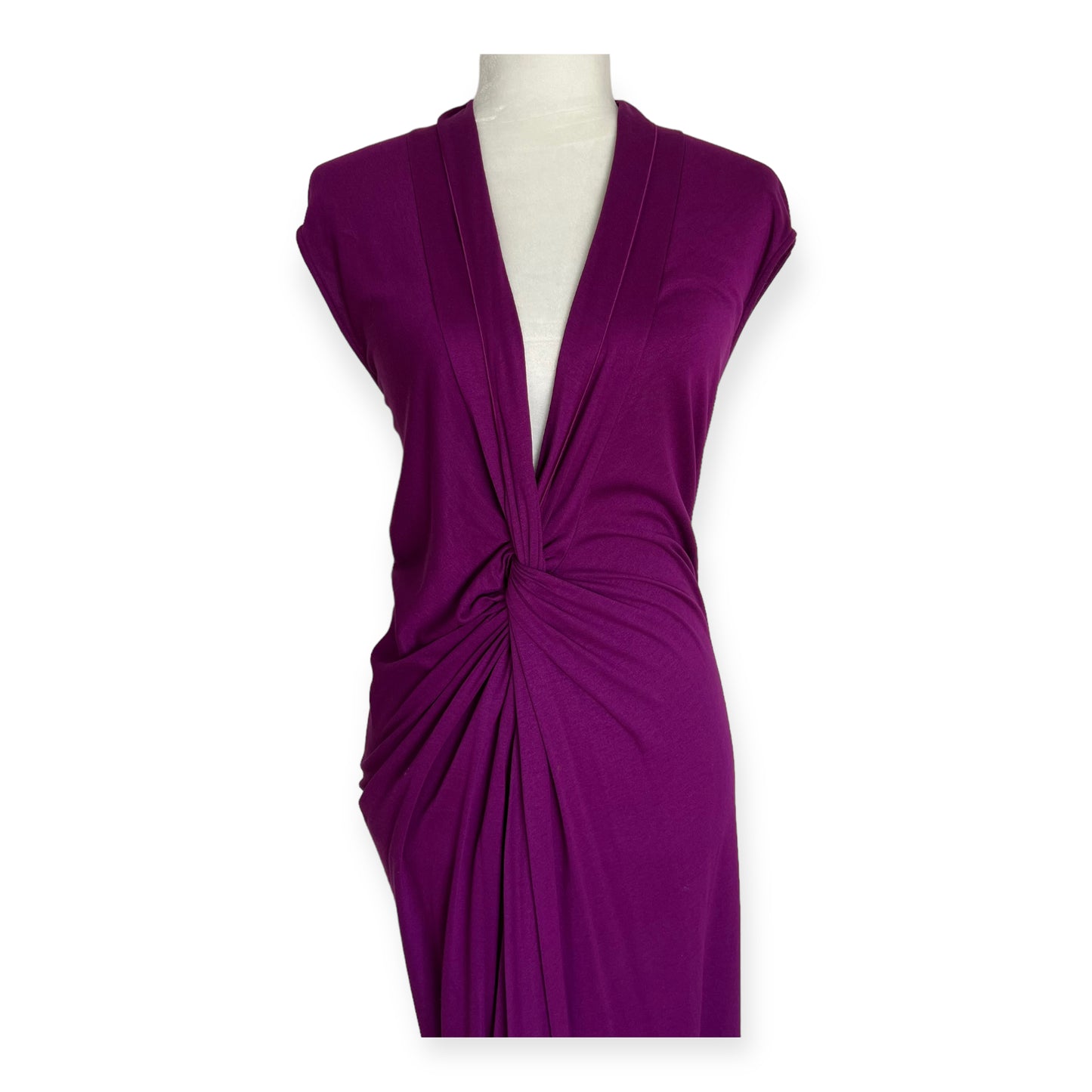 Yves Saint Laurent Purple V-Neck Knot Midi Dress