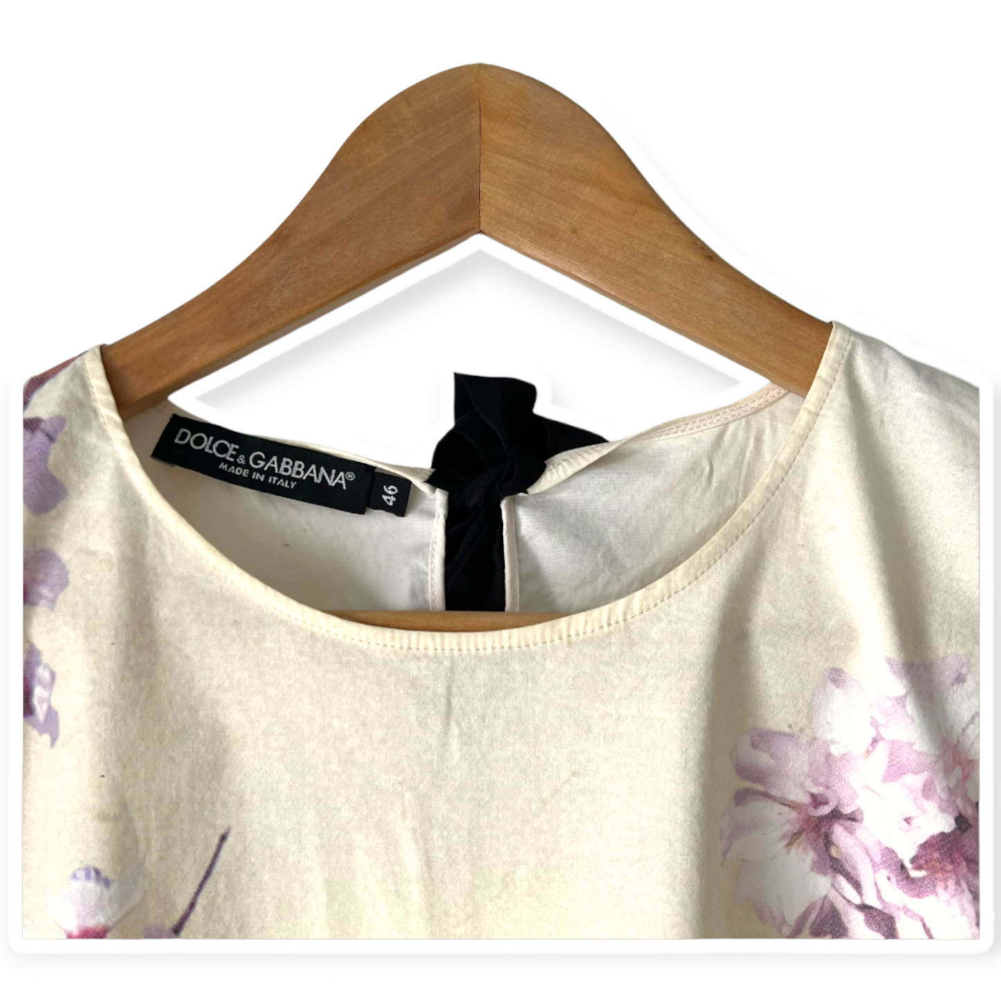 Dolce & Gabbana Cream Ancient Greece & Almond Blossom Printed Top