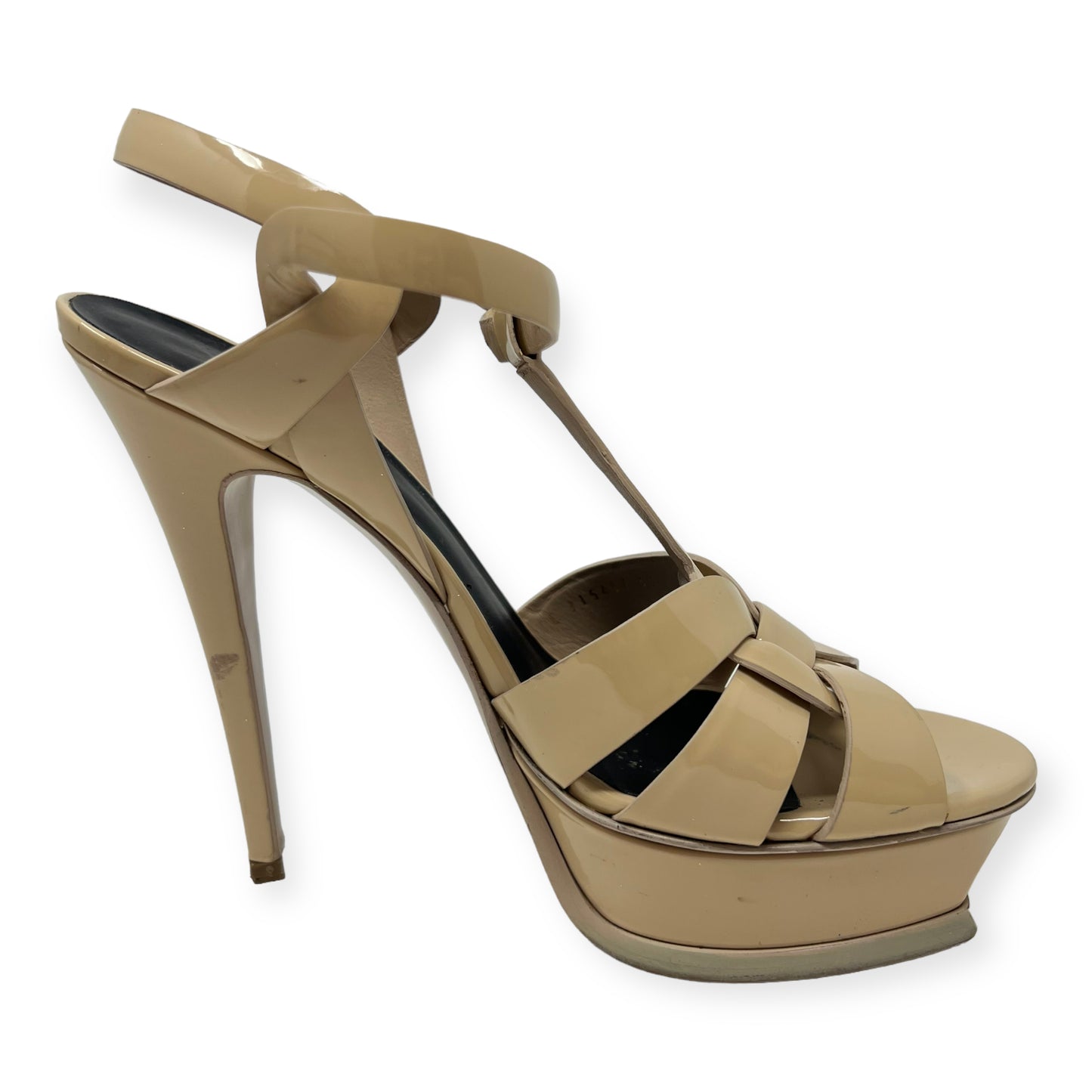 Yves Saint Laurent Tribute Beige Patent Leather Sandals