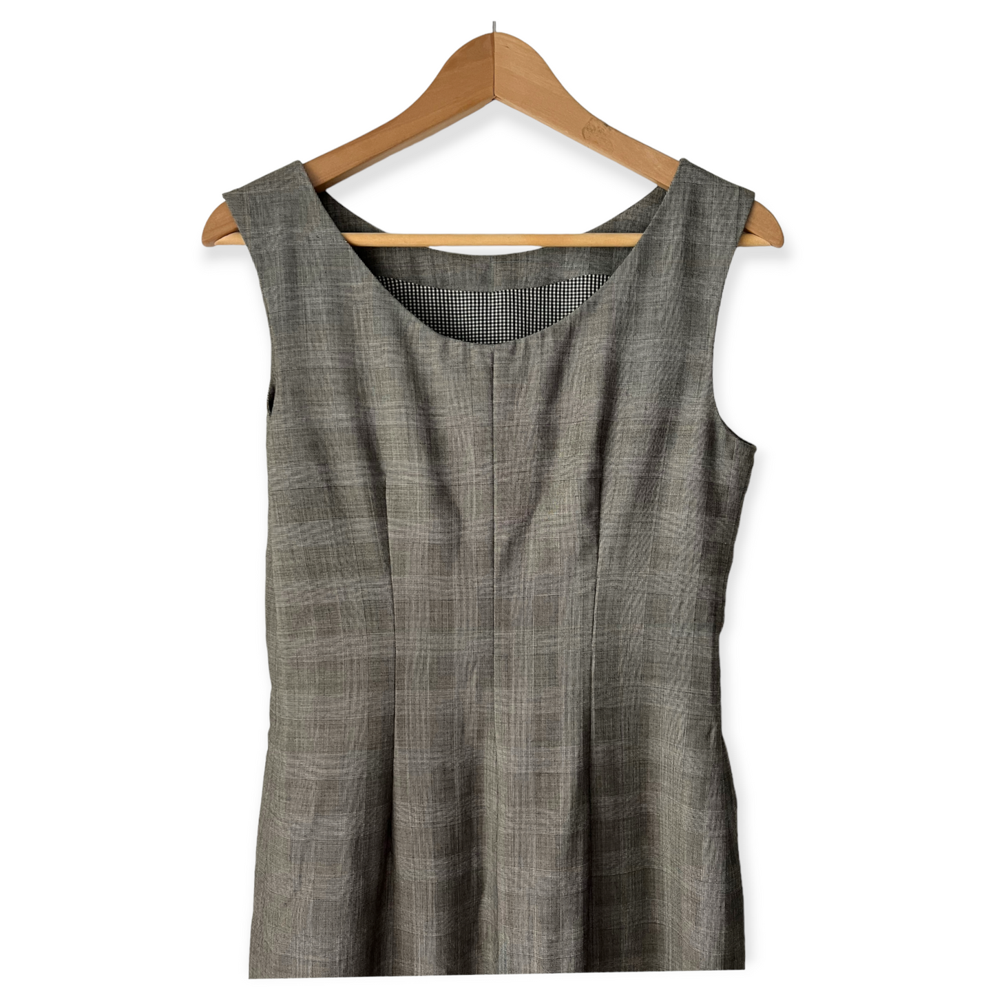 Yves Saint Laurent Gray Plaid Sleeveless Dress