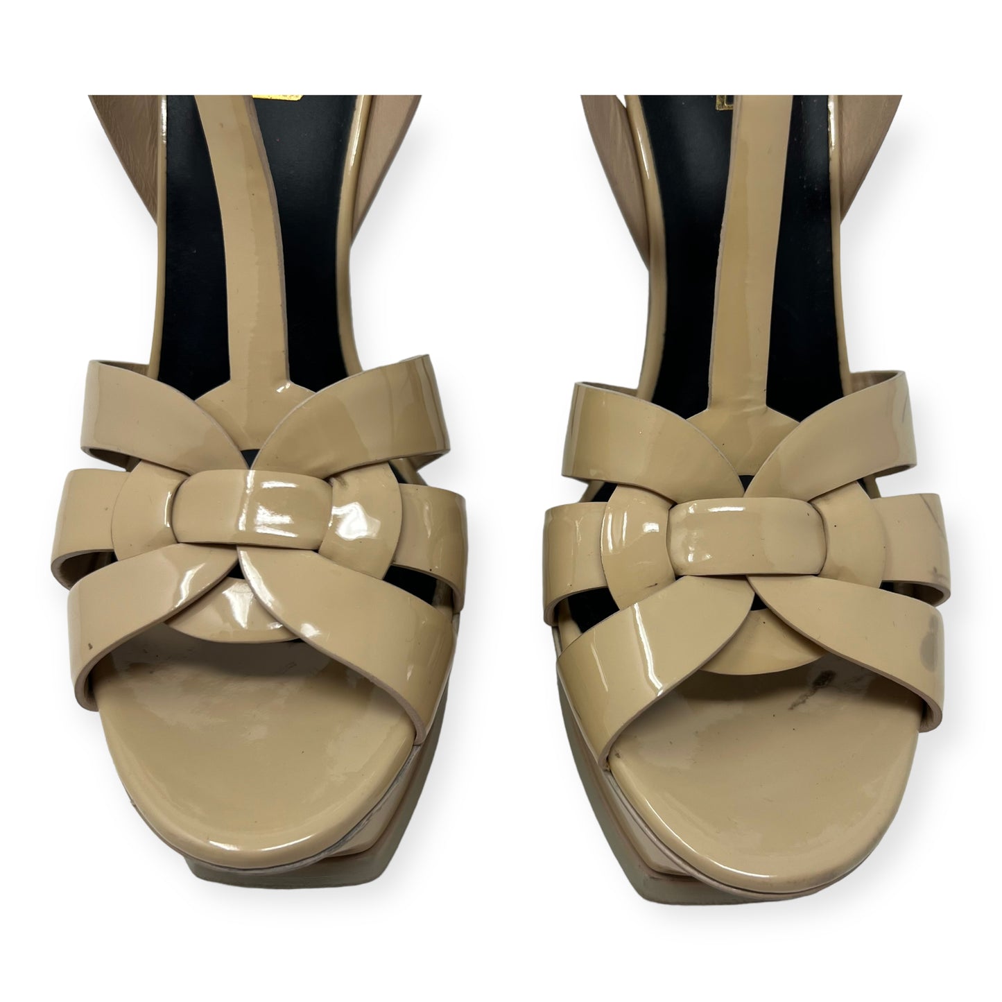 Yves Saint Laurent Tribute Beige Patent Leather Sandals