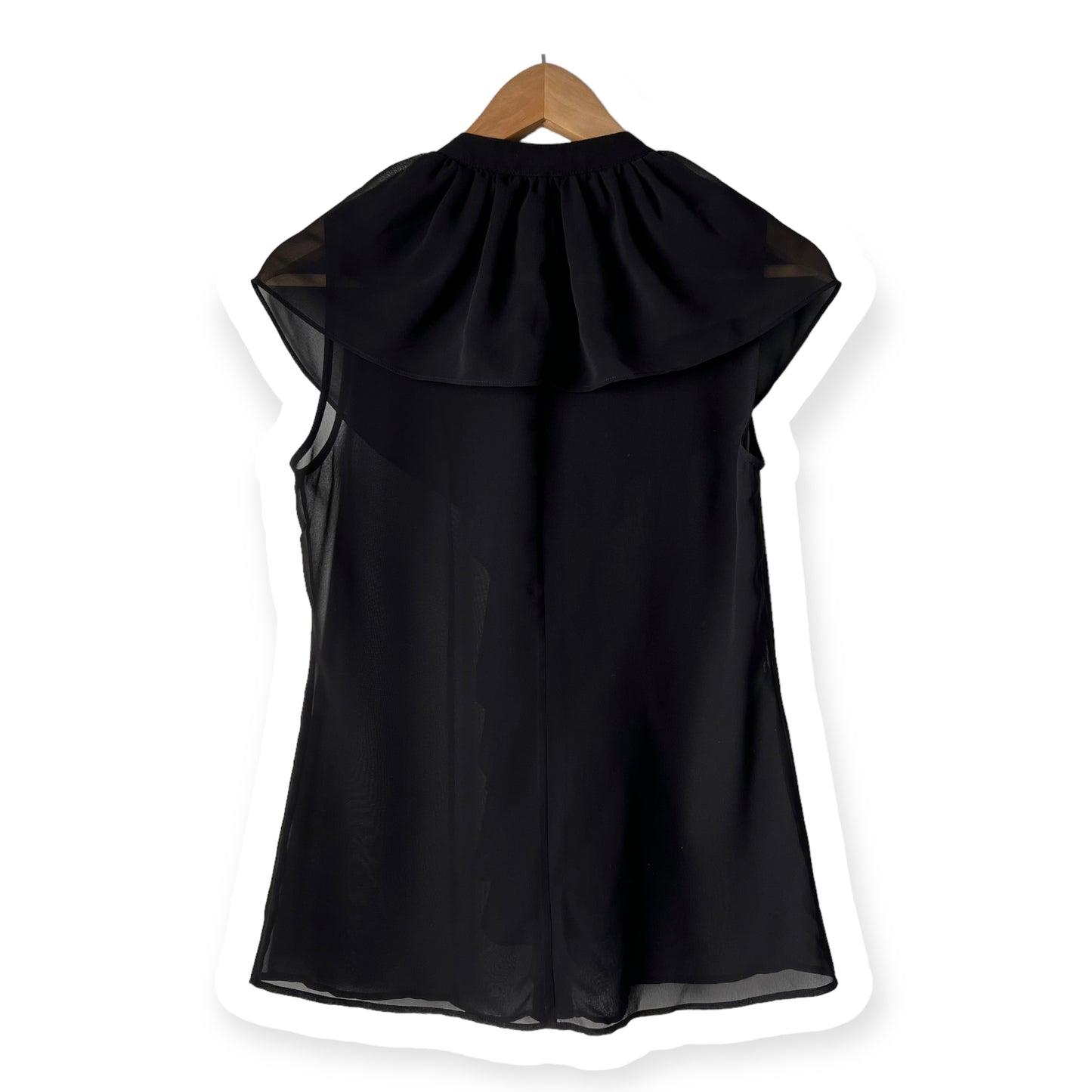 Alexander McQueen Black Ruffle Sleeveless Sheer Blouse