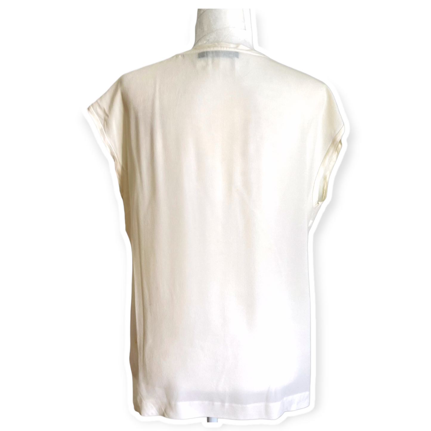 Dolce & Gabbana Off White Silk Sleeveless Blouse