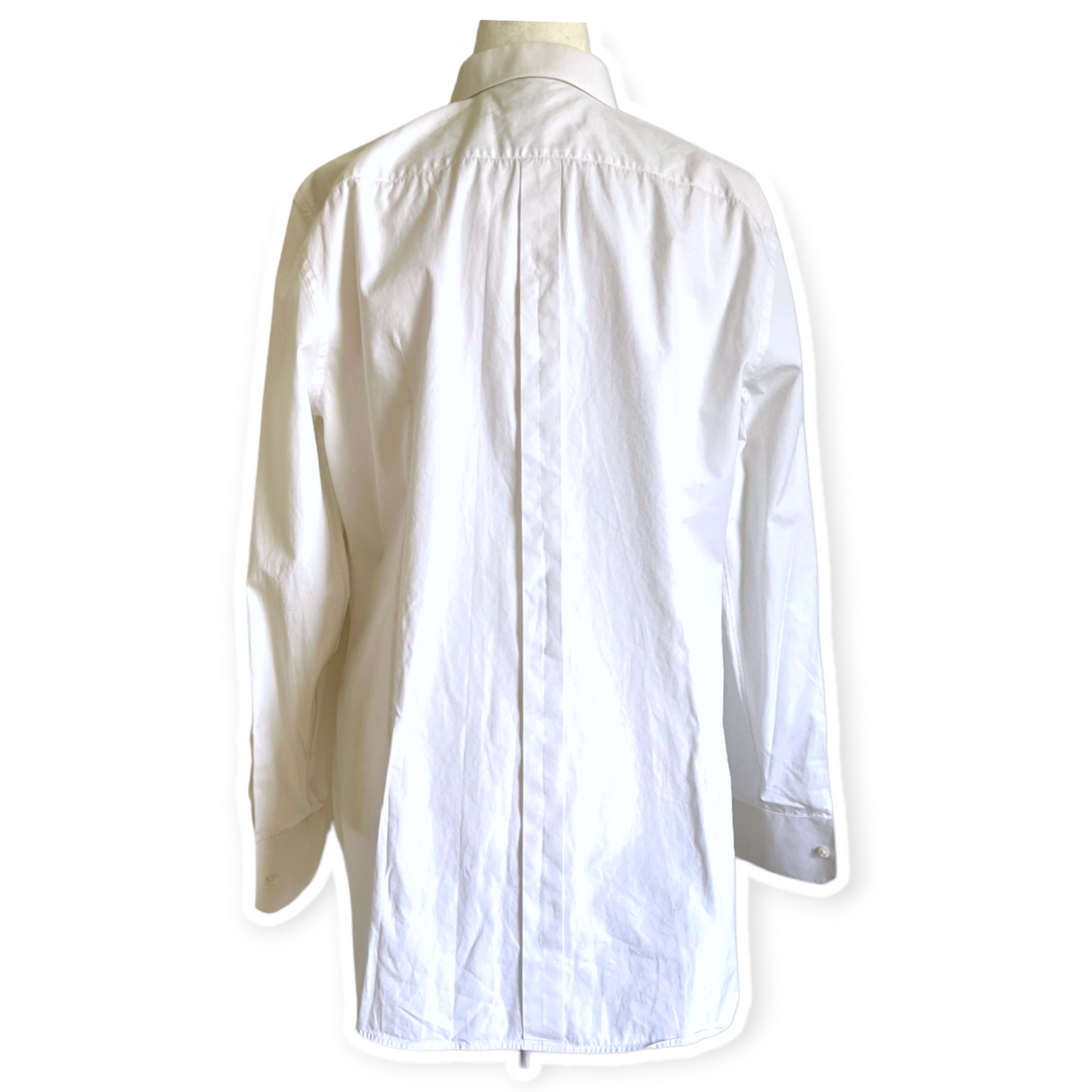 Dolce & Gabbana White Button Down Blouse with Brown Lace Trim