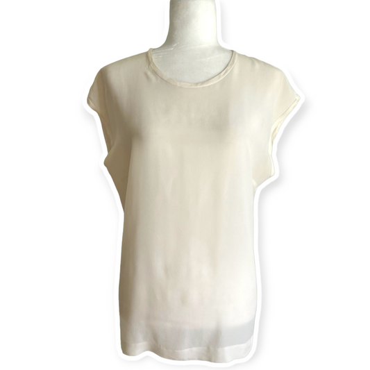 Dolce & Gabbana Off White Silk Sleeveless Blouse