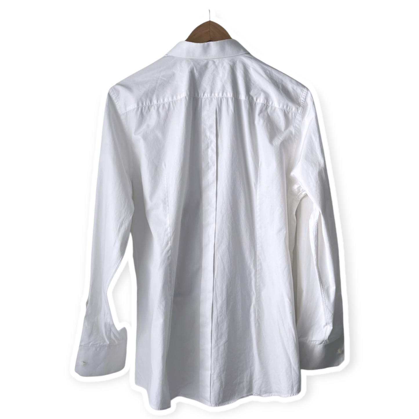 Dolce & Gabbana White Button Down Blouse with Brown Lace Trim