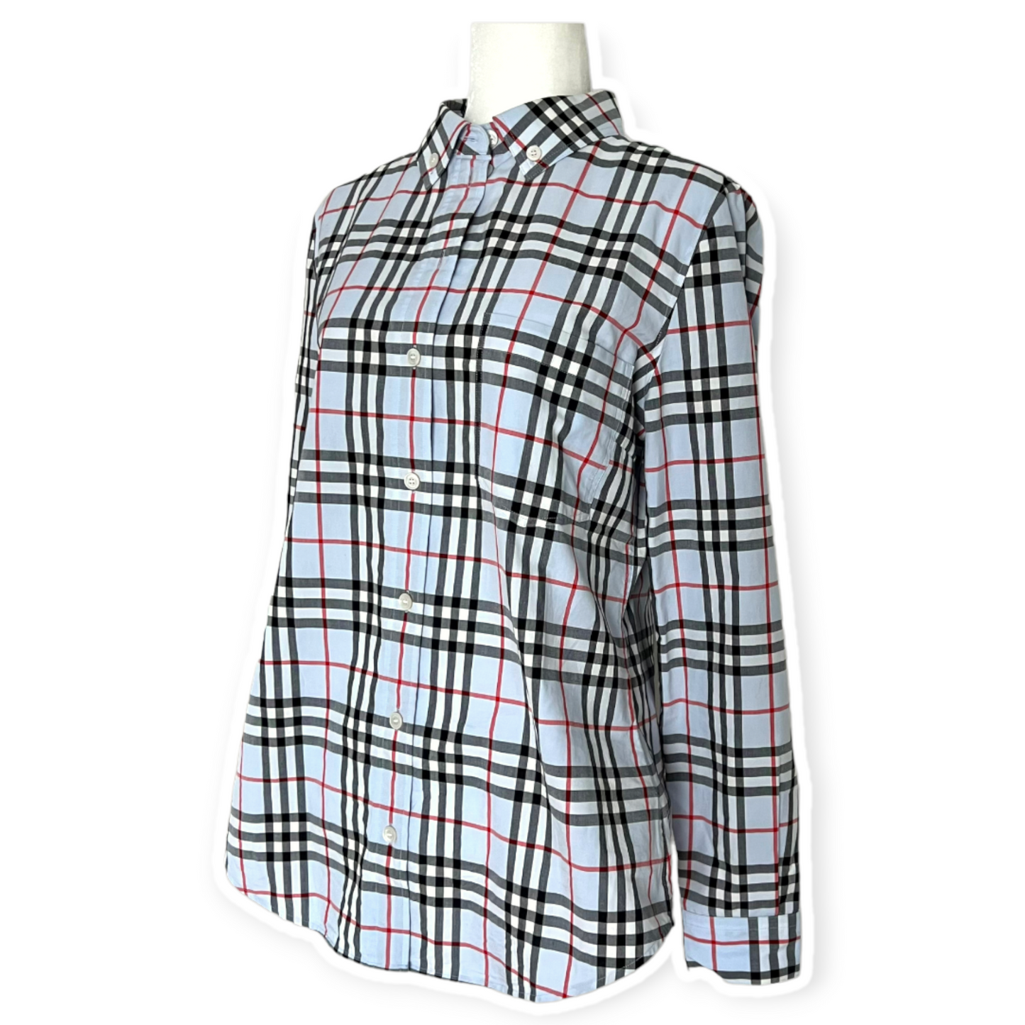 Burberry Vintage Check Blue Button Down Shirt