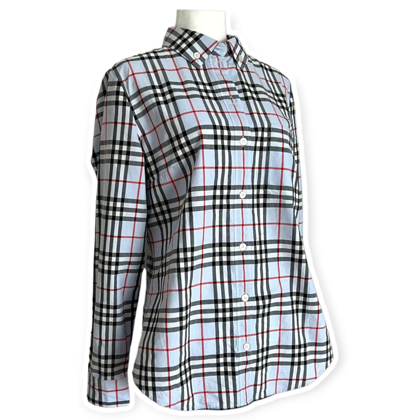 Burberry Vintage Check Blue Button Down Shirt