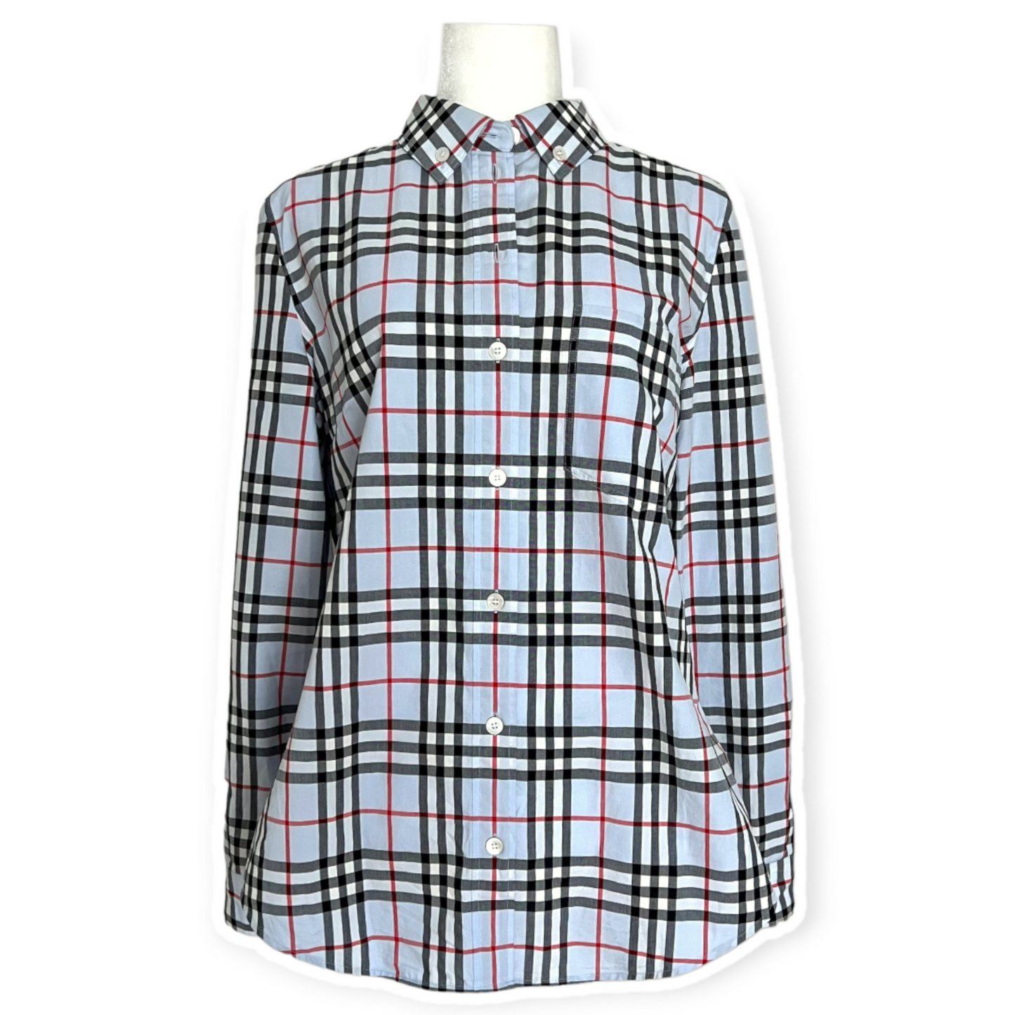 Burberry Vintage Check Blue Button Down Shirt