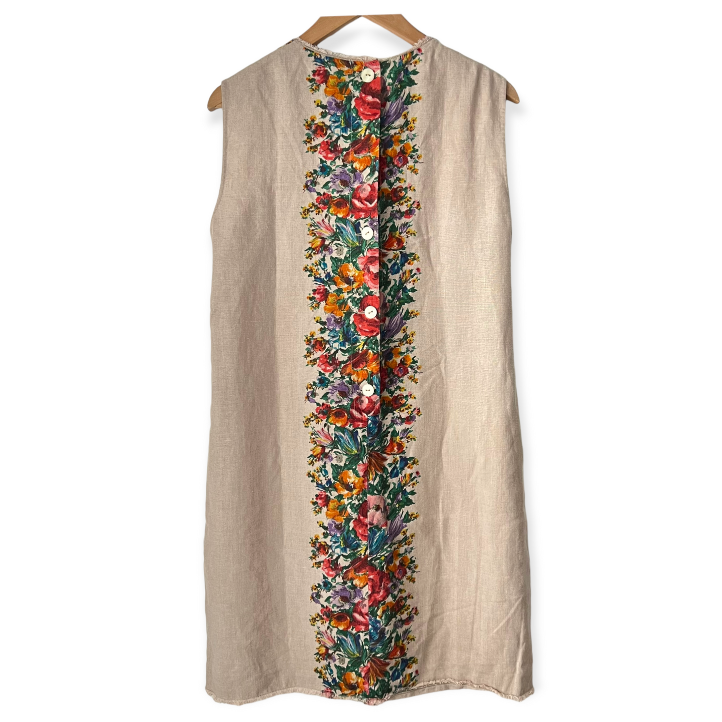 Dolce & Gabbana Tan Floral A-Line Linen Folklore Mini Dress