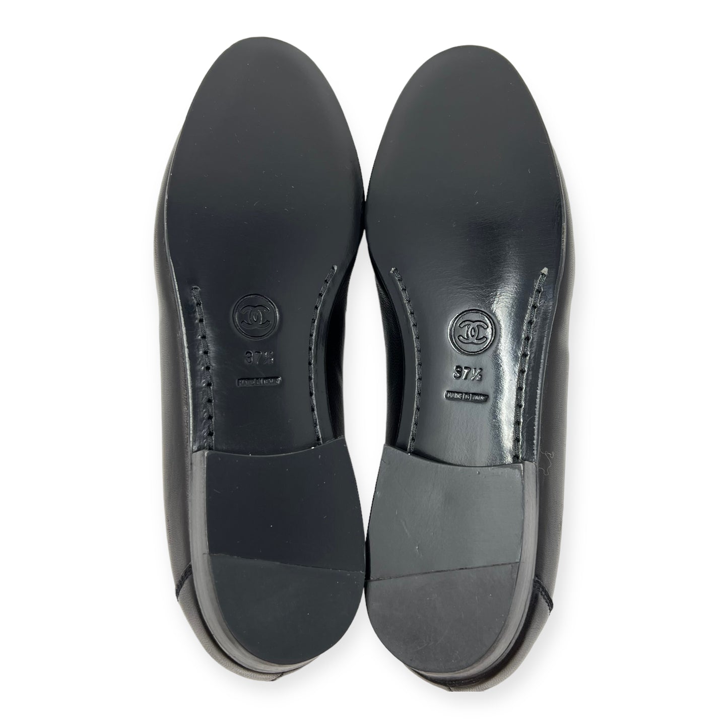 Chanel Black Leather CC Logo Flats Loafers