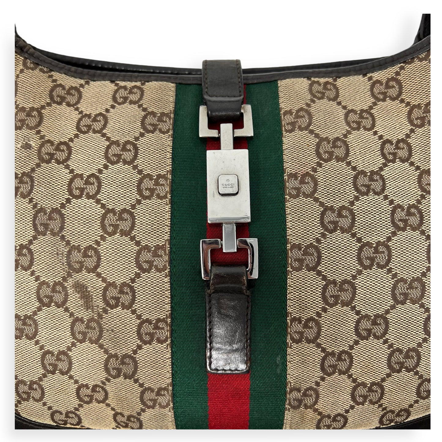 Gucci Monogram Jackie-O Dark Brown Hobo Shoulder Bag