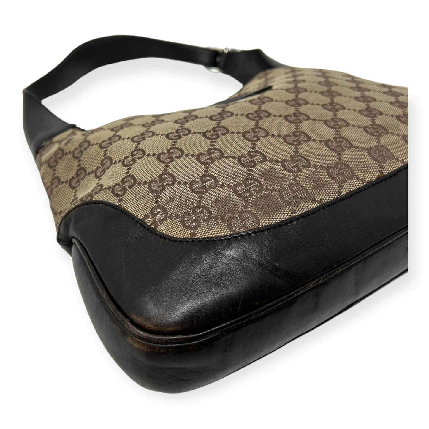 Gucci Monogram Jackie-O Dark Brown Hobo Shoulder Bag