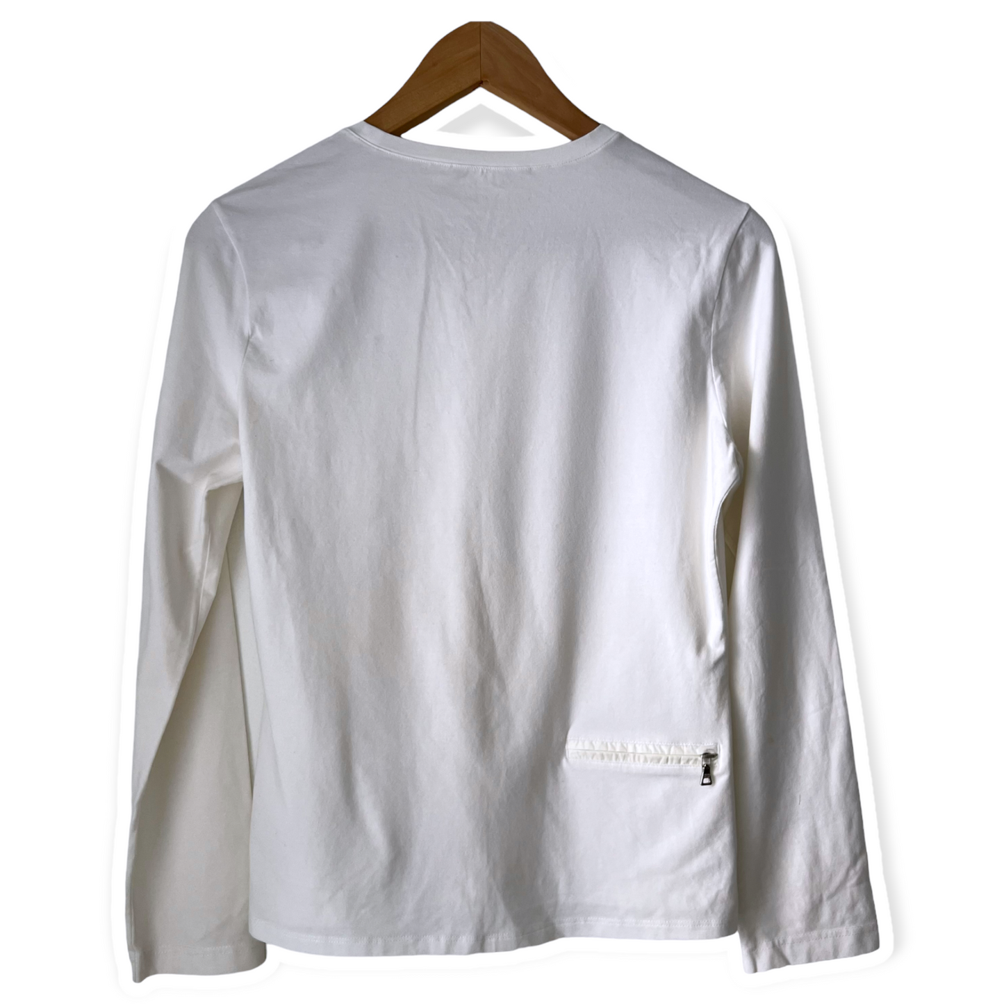 Prada White Logo Jersey Long Sleeve T-Shirt