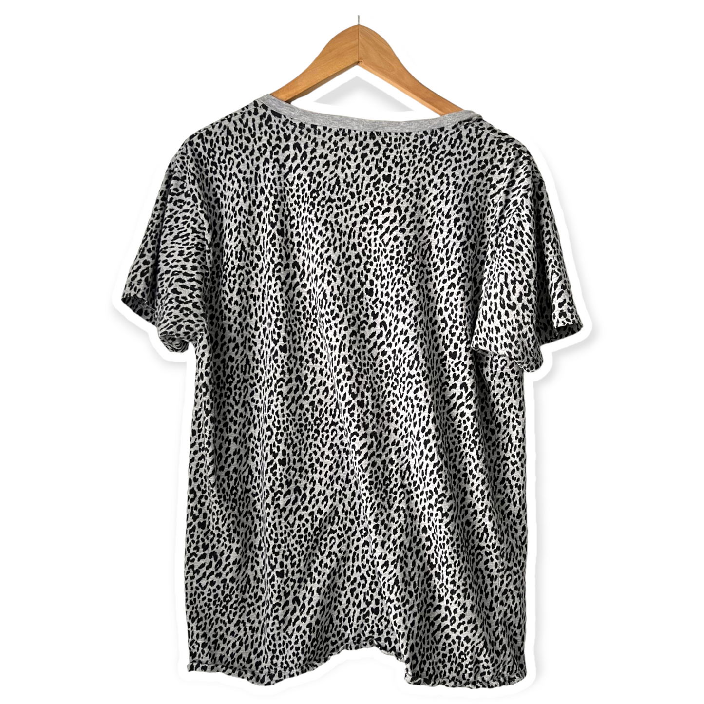 Saint Laurent Gray Black Leopard Print Tee