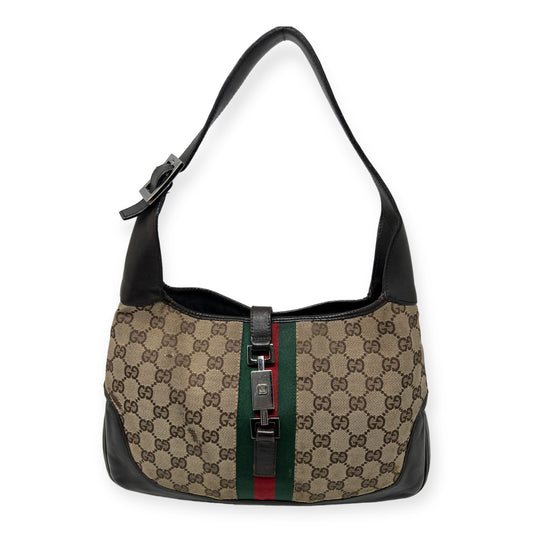 Gucci Monogram Jackie-O Dark Brown Hobo Shoulder Bag