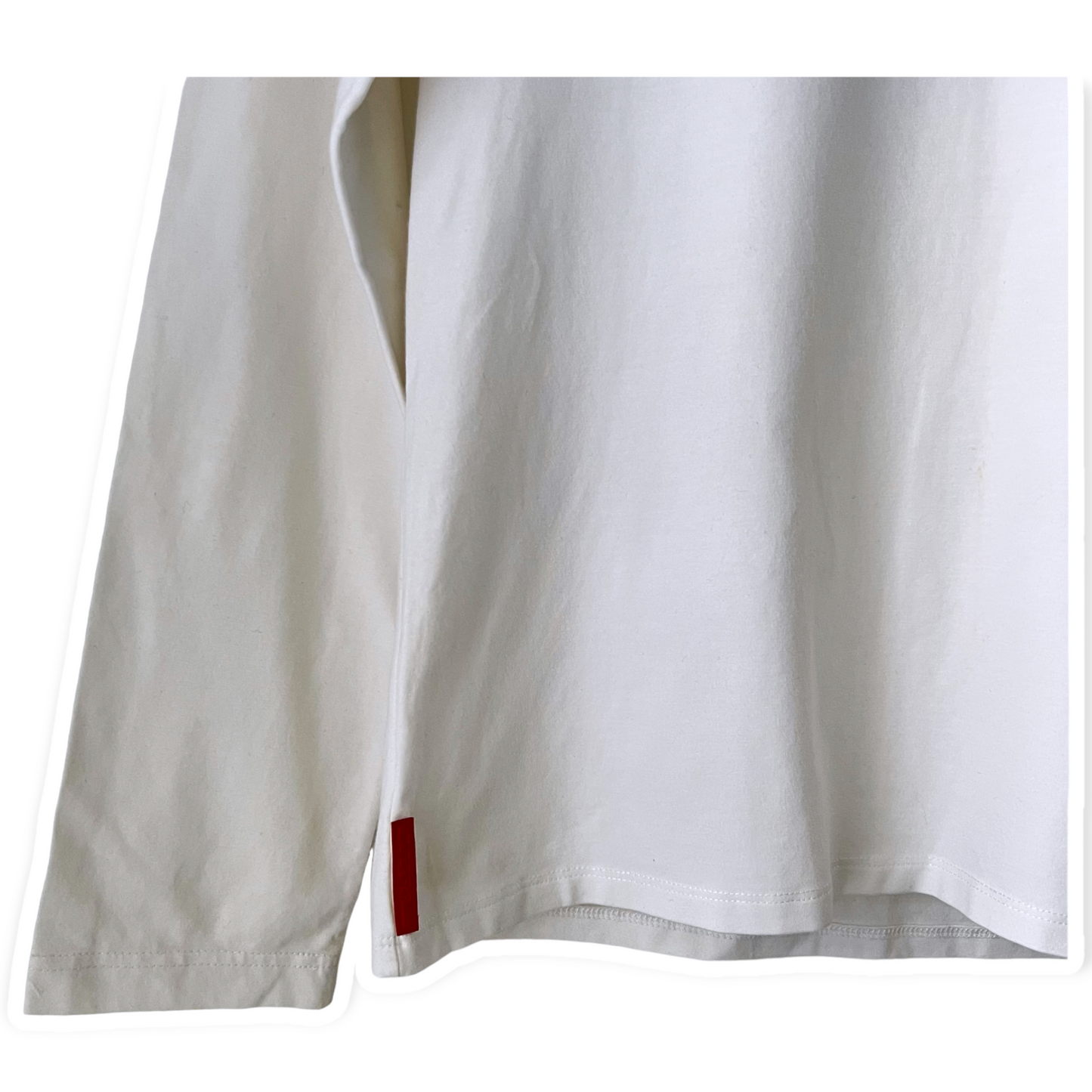 Prada White Logo Jersey Long Sleeve T-Shirt