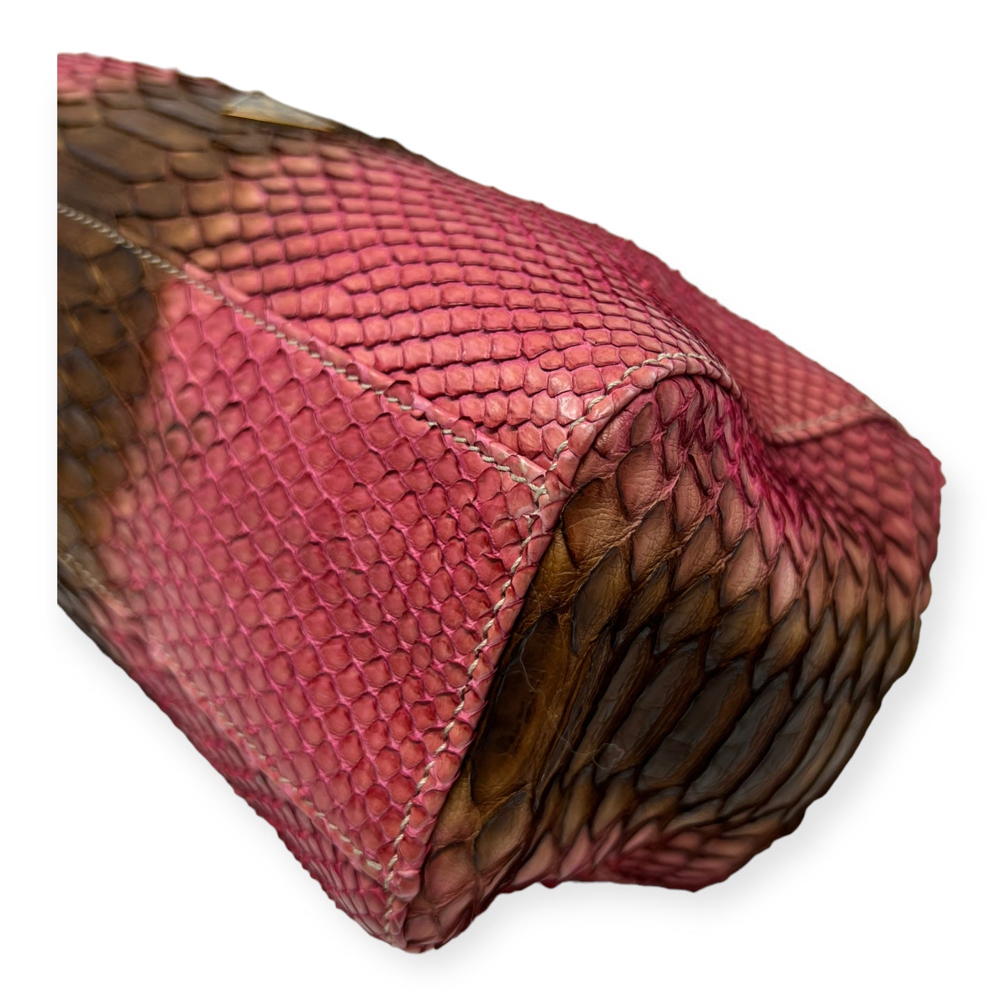 Prada Pink Brown Ombre Python Leather Shoulder Bag