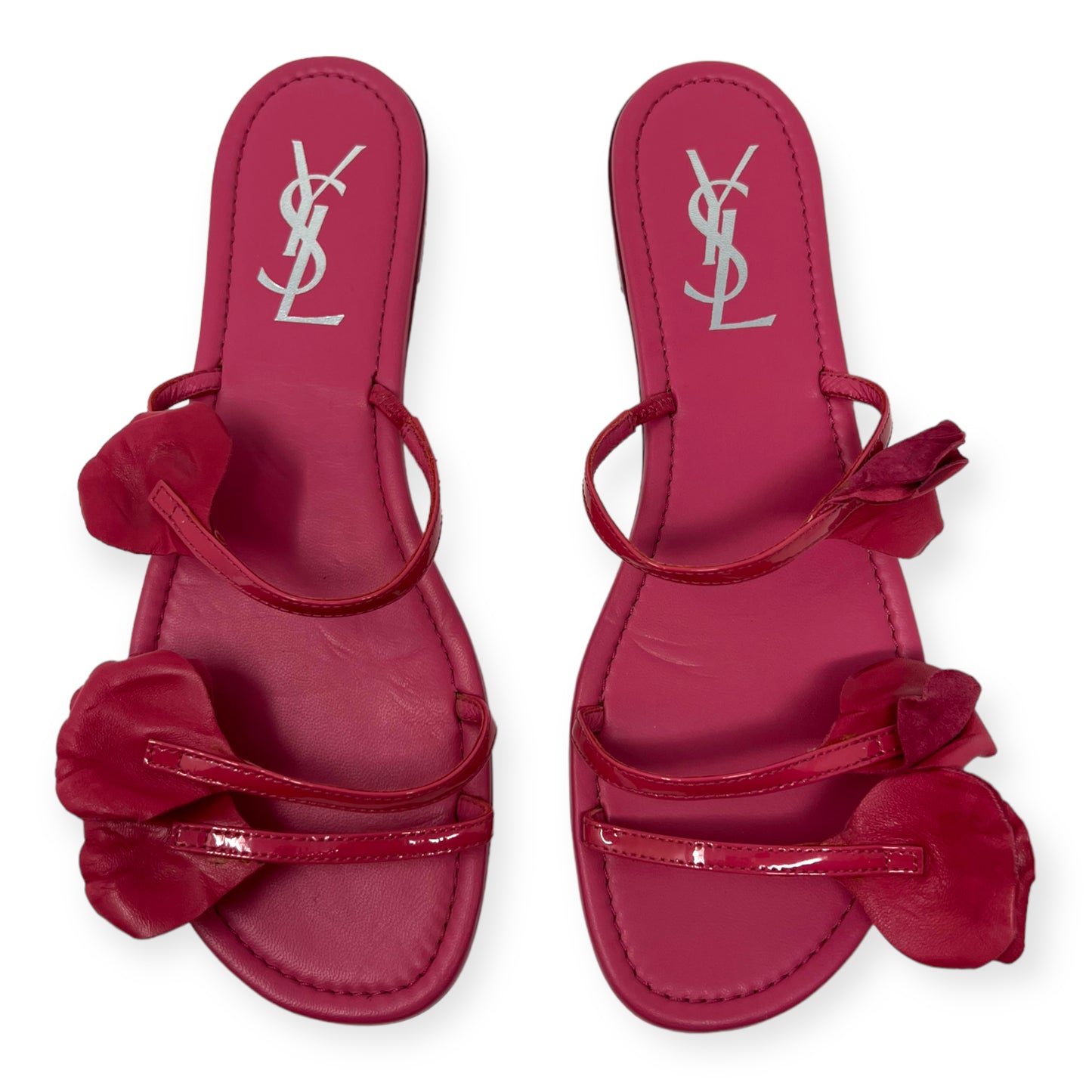 Yves Saint Laurent Fuchsia Pink Rose Petal Strappy Sandals