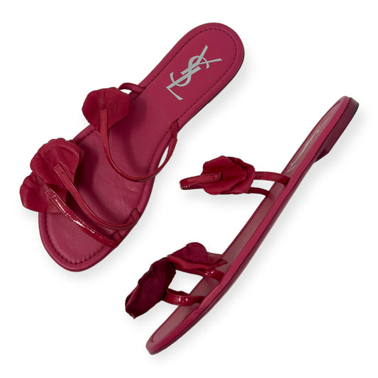 Yves Saint Laurent Fuchsia Pink Rose Petal Strappy Sandals